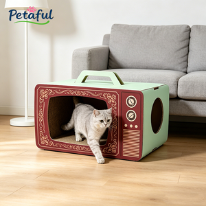 <span class=keywords><strong>Griffoir</strong></span> et maison pour chat rectangulaire moderne au design créatif TV, résistant à l'usure et aux rayures, motif imprimé pour salon - Product Image 5