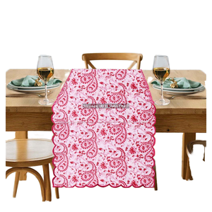 Ensemble de napperons et de sets de table en coton, style rustique chic, avec dentelle crochetée brodée et imprimé rustique, pour mariages et maison de style bohème - Product Image 5