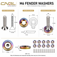 Rondelles de pare-chocs M6 en aluminium anodisé CNC multicolores pour modification de voiture JDM, décoratives pour plaque d'immatriculation, avec vis en acier inoxydable