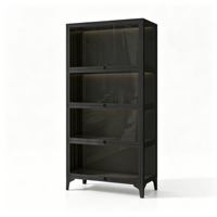 Vitrine Moderne en Verre Durable avec Cadre en Acier, Portes Anti-Poussière, Gain de Place pour Salon, Chambre, Salle à Manger, Hôtel