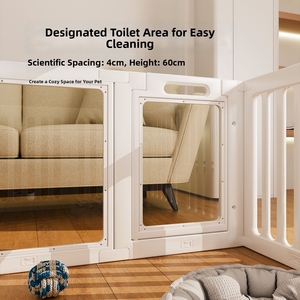 Recinto per Cani e Gatti 8+2 80*90*60cm, Moderno e Pieghevole, in Plastica, con Porta di Sicurezza, per Interni ed Esterni, Portatile - Product Image 5