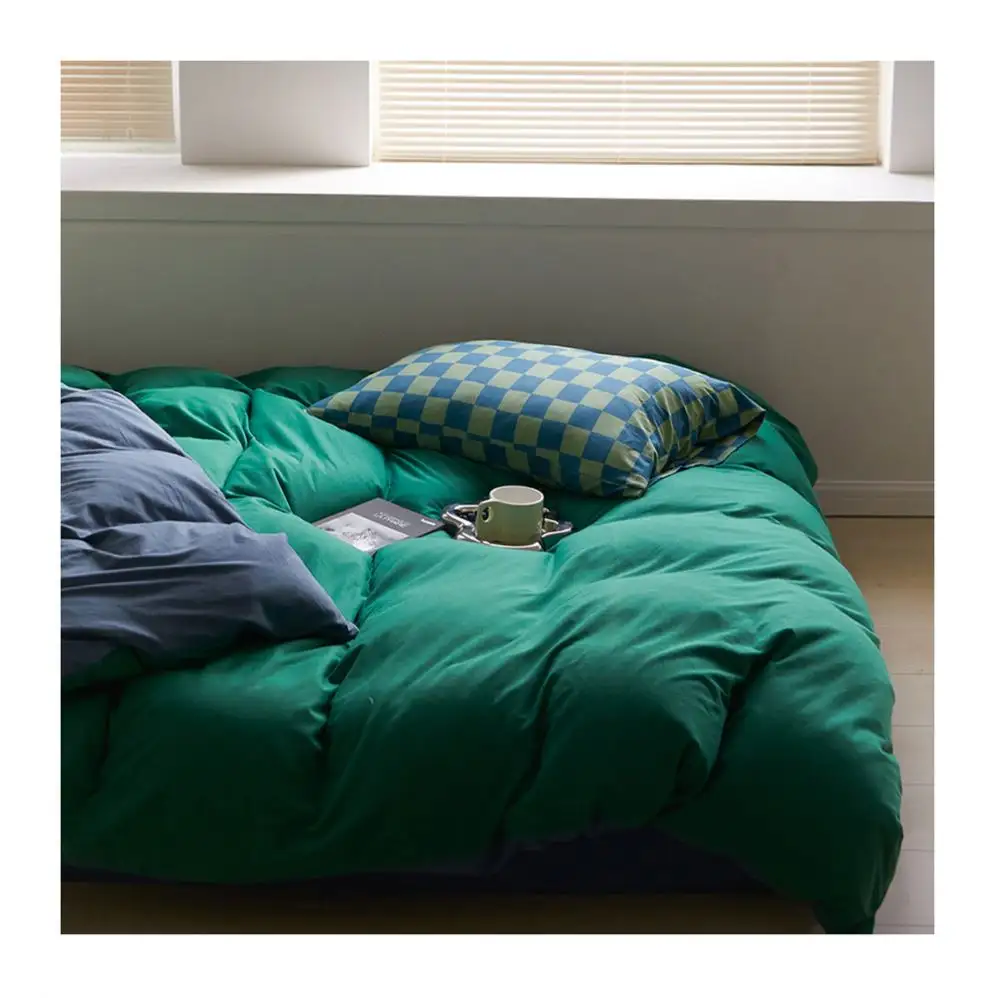ชุดเครื่องนอนผ้าปูเตียงสีพื้นสำหรับเด็ก,ชุดเครื่องนอนผ้าฝ้าย100% สีตัดกันใหม่