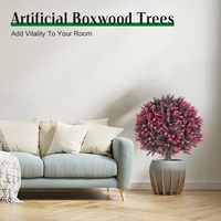 Huaien Artificiel Buis Topiaire Boule Arbre avec Piquet de Sol Extérieur Intérieur Faux Arbuste Buissons à Feuilles Persistantes Plante en Pot