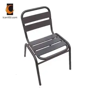 Kursi Makan hitam Modern Metal Bistro kursi Cast aluminium Stackable bangku tanpa lengan