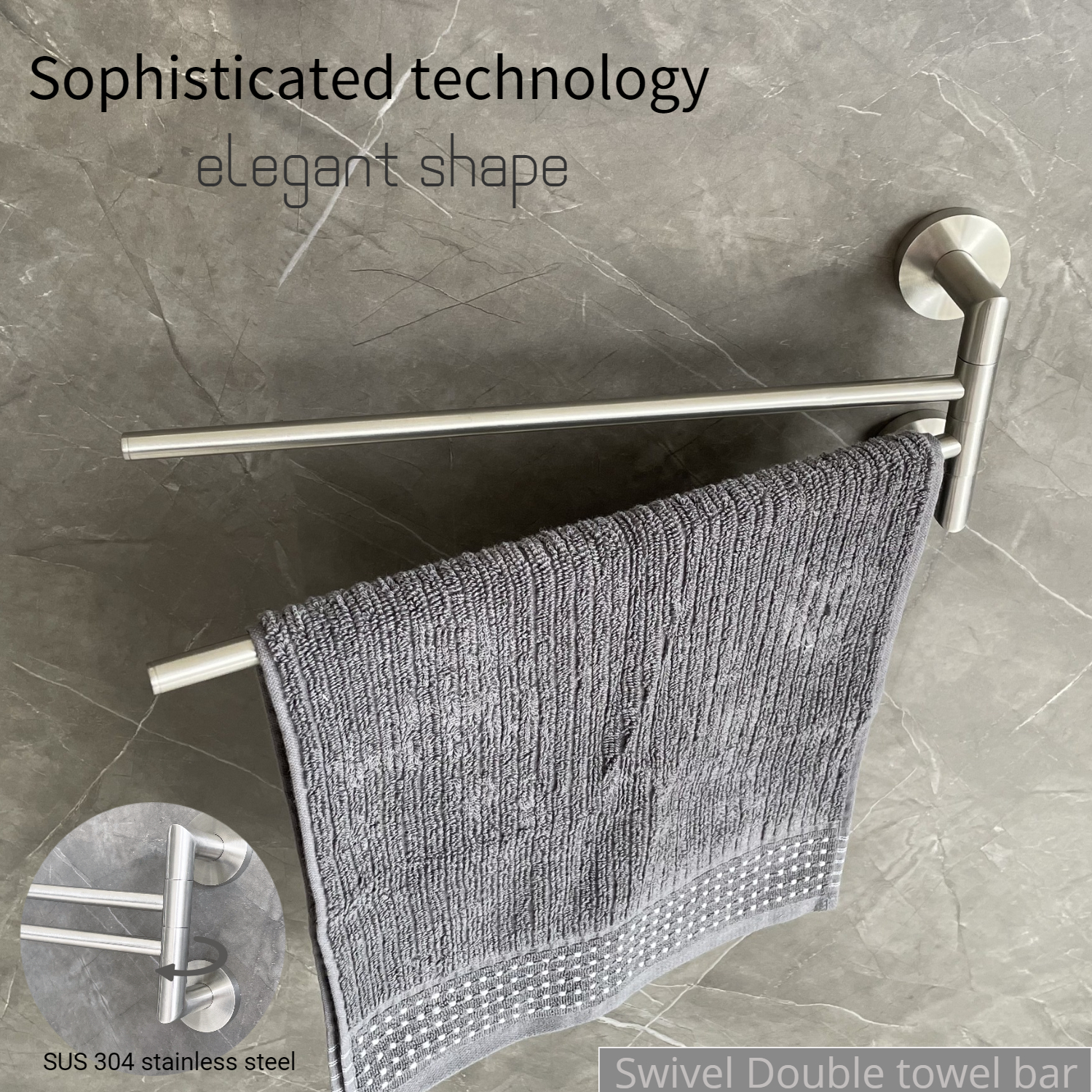 Multifunction Bathroom Towel Bars Wall Mounted Movable Rotary 24 Inch Swivel Towel Bar