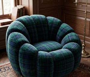 Classic Greenish Blue Plaid Printed Upholstery Fabric By The Yard Decorative Check Pattern Upholstery Textile For <b>Sofa</b> <b>Bench</b> - Product Image 3