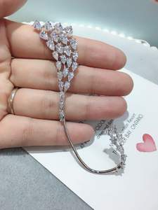 HIBRIDE, diseño de lujo, circonita cúbica transparente, gota de agua, pendientes de mujer, oreja izquierda, Brincos, pieza única, - Product Image 5