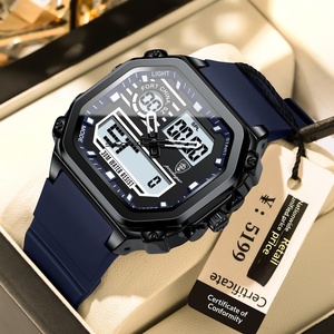 Poedagar 993 Silicone Không Thấm Nước Người Đàn Ông Kỹ Thuật Số Thạch Anh Chronograph Relojes LED Hai Thời Gian Hiển Thị Điện Tử Người Đàn Ông Của Đồng Hồ - Product Image 1