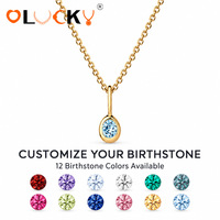 Collier pendentif personnalisé LUCKYJIU avec pierre de naissance, plaqué or 18 carats, acier inoxydable, étanche, fabricant de bijoux OEM ODM, approvisionnement en gros