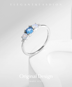 Genuine 925 Sterling <b>Silver</b> Exquisite Classic Round Cubic Zirconia Finger <b>Opal</b> <b>Rings</b> for Women Girls Party Fine Jewelry - Product Image 4