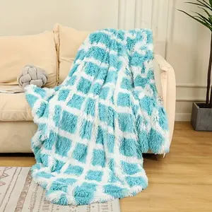 Luxury Plaid Print Fleece Blanket Soft And Warm Double-Sided Throw For Couch Sofa Bed Office Camping And Traveling