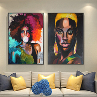 Tableaux d'art mural moderne noir et blanc avec femme africaine nue, impressions sur toile imperméable écologique pour salon