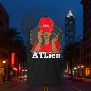 404 Atlien Atlanta ATL Area Code T-shirt promotionnel noir pour femme afro - Product Image 3