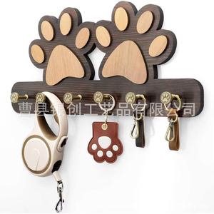 Wooden Dog Paw Shaped Hooks Wall Mounted <b>Key</b> <b>Hanger</b> Pet Leash Organizer Entryway Decor Multipurpose Storage - Product Image 1