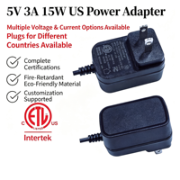 Adaptateur secteur sûr et stable homologué ETL avec protection contre les courts-circuits et les surcharges, prise US/AU, 5V 1A, 5V 3A, vente en gros ODM