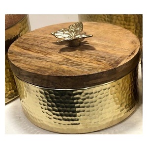 Casseroles en métal doré et multicolore de qualité supérieure Support en verre rond durable inclus - Product Image 2