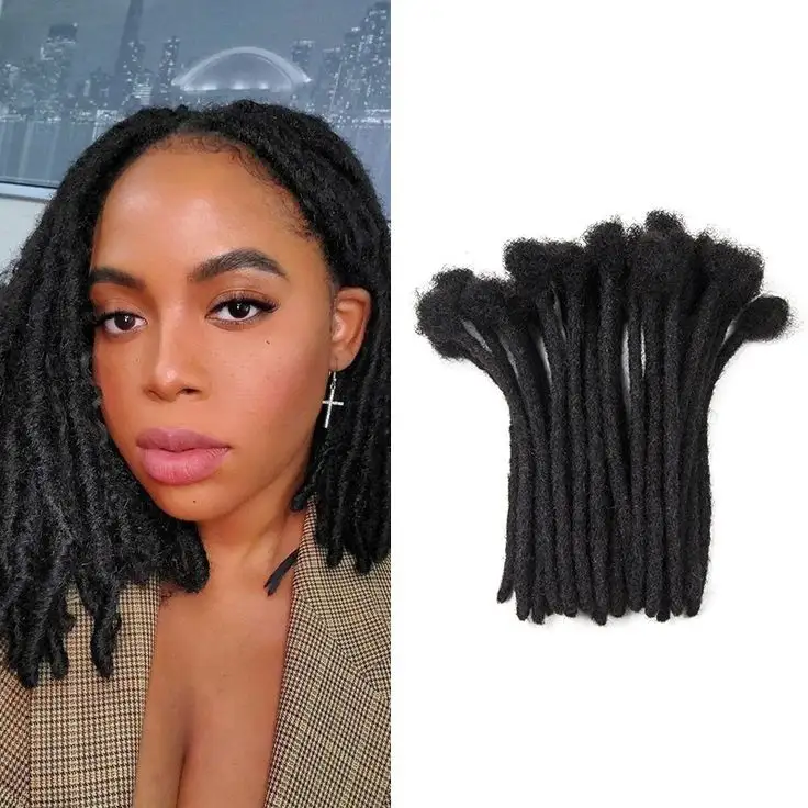 Natürliche handgemachte Häkel schellen zum Flechten Weiche kleine Größe 0,6 cm 100% Echthaar Dreadlocks Extensions