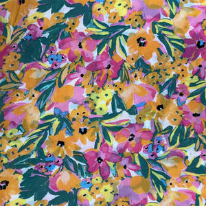 Venta al por mayor Fabricante Floral Patrón Vestido Crepé de punto con cuello en V Vestido de media manga - Product Image 6