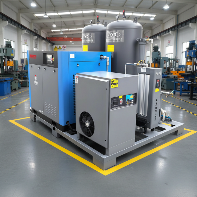 HUITONG XINDA Industrial All in One 5 in 1 AC Powered Screw Air Compressor 22-55kW 30-75HP Oil-less High Frequency Engine Motor