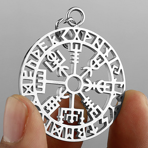 Colgante Brujula Vikinga <span class=keywords><strong>Runas</strong></span> Collar Acero Inoxidable Hombre Vegvisir Nordico Odin Mayoreo Joyeria Regalo Proteccion Amuleto - Product Image 3