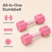 Haltère réglable rose 5LB en fonte avec verrouillage 0,5-2LB pour femmes, entraînement léger à domicile