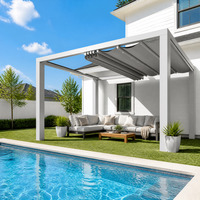 Pergola bioclimatique motorisée en aluminium à lames orientables, résistante aux intempéries, pour jardin, terrasse et balcon, avec revêtement poudré