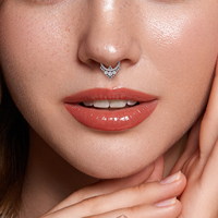 Anneau de nez clicker en titane ASTM F136 avec zircon coloré et opale 16G, boucle d'oreille créole, bijou de piercing corporel tendance pour cartilage