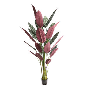 ต้นบอนไซเทียมเหมือนจริงสีแดงเทียมนกเทียมจากสวรรค์บอนไซใบตองของตกแต่งในร่มต้นไม้ประดิษฐ์กล่องต้นไม้ตกแต่งบ้าน - Product Image 1