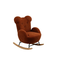Fauteuil à bascule incliné moderne en tissu velours, avec structure métallique et pieds en bois caoutchouté, très vendu