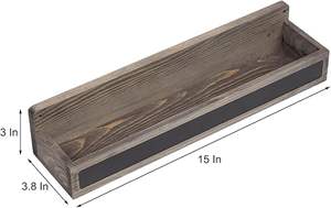 Ensemble de 3 boîtes de rangement murales flottantes de style rétro simple, gris pierre, avec support pour pots à épices en bois et tableau noir pour étiquettes - Product Image 2