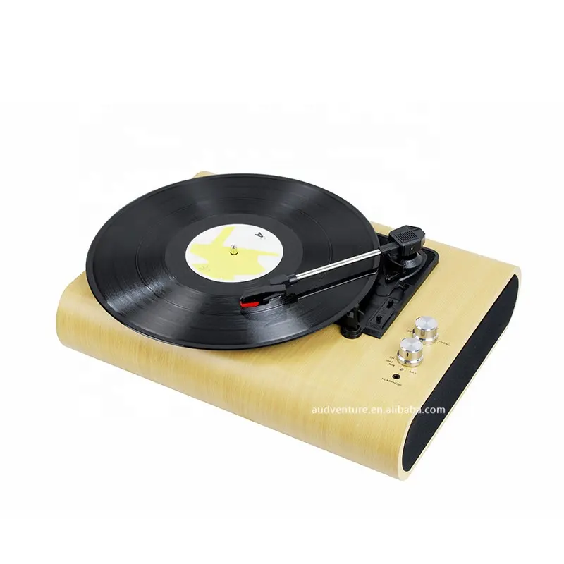 Special Arc shape wood made PVC epidermis blue tooth turntable vinyl record player with 3W speaker
