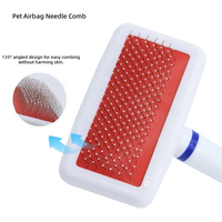 Brosse de toilettage professionnelle pour chiens et chats, auto-nettoyante, en acier inoxydable, avec peigne à aiguilles en plastique à coussin d'air, pour enlever les poils d'animaux