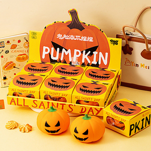 High Quality TPR Halloween Pumpkin Squishy Slow Return Hand Exercise <b>Squeeze</b> Stress Relieve Mochi Toys for Kids and Adults - Product Image 5