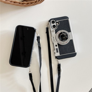 Coque de téléphone portable PC 3D créative style appareil photo rétro pour <span class=keywords><strong>iPhone</strong></span> 17 16 <span class=keywords><strong>Pro</strong></span> 15 Max Apple 14/13 pour Samsung S24 Ultra S23 Plus avec sangle - Product Image 4