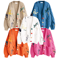 Gros Tricoté Épais Mignon Cardigan Pull Léger Personnalisé d'Automne pour Femmes