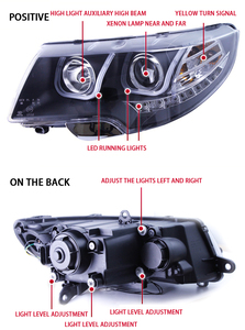 Conjunto de <span class=keywords><strong>Faros</strong></span> Delanteros Halógenos y Xenón para <span class=keywords><strong>Skoda</strong></span> <span class=keywords><strong>Superb</strong></span> 2009-2013, Modificados con Luces LED de Circulación Diurna y Lente Bi-Optica - Product Image 6