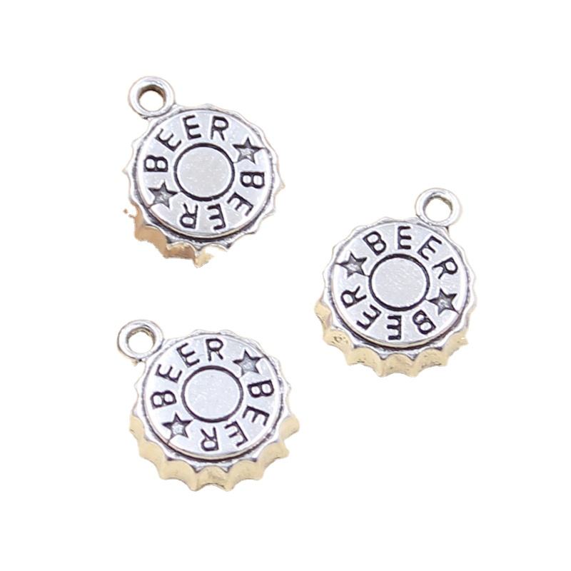 Beer Bottle Cap Charms Tibetan Silver Bronze Pendants Antique