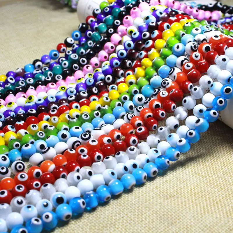 Wholesale The Devil's Eye Lampwork Glass Beads 4mm 6mm 8mm 10mm Blue Turkish Evil Eye Beads For Necklace