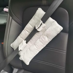 Seatbelt Shoulder Pad Grey Cotton Soft Car Protective Pad For Comfort Driving - Product Image 4