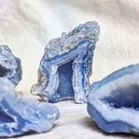 Aguate de Encaje Azul Natural, Espécimen de Cristal Crudo, Mineral Curativo, Grupo de Cuarzo para Decoración del Hogar, Colección, Reiki, Venta al por Mayor