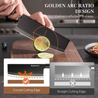 Ensemble de 6 couteaux de cuisine ultra-affûtés en acier inoxydable, manche en plastique imitation bois, couteaux utilitaires de cuisine avec support