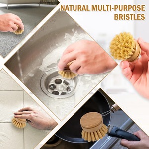 Cepillo para Platos de Cocina de Bambú Natural, Herramienta de Limpieza Ecológica con Cabezal de Cepillo para Lavar Ollas y Estufas - Product Image 4