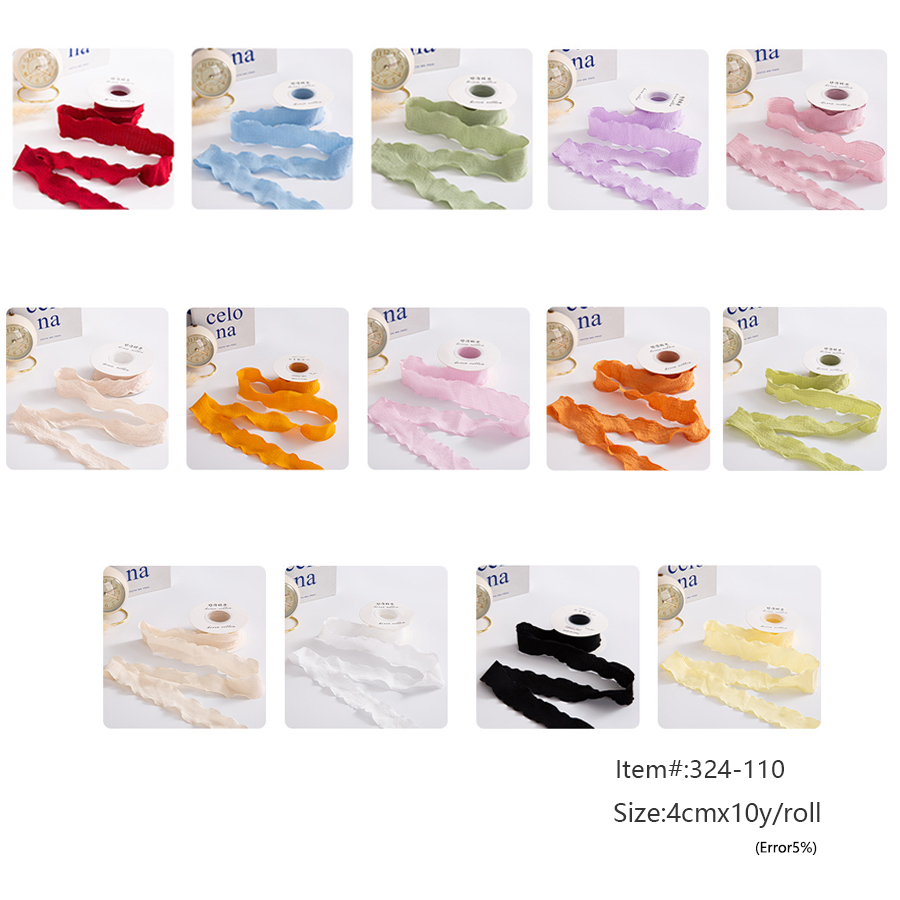 High-grade Linen Fishtail Ribbon Diy Pleated Wave Satin Ribbon Cake Bouquet Ribbons for Gift Wrap