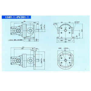 Pompes hydrauliques YEE SEN de Taïwan, série de pompes à palettes avec <span class=keywords><strong>PV2R1</strong></span>/PV2R2 150T+50T double pompe PA/PB/SB, garantie 1 an - Product Image 2
