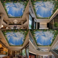 Peinture murale personnalisée pour plafond, toile huilée, ciel bleu et nuages, papier peint mural sur mesure pour hôtel, bureau, restaurant, centre commercial