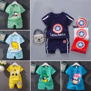 Conjunto de Verano de Dos Piezas para Niños y Niñas, Camiseta de Manga Corta y Pantalones Cortos de Color Sólido, Algodón - Product Image 3