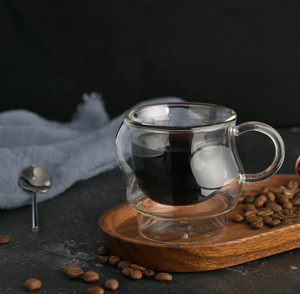Tazza da <span class=keywords><strong>Caffè</strong></span> Espresso Aramoro di Alta Qualità, Doppia Parete in Vetro Borosilicato con Piattino, Fatta <span class=keywords><strong>a</strong></span> Mano - Product Image 3