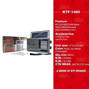 Ktf-1480 Năng Lượng Mặt Trời Sạc Có Thể Sạc Lại 3 Inch Loa Không Dây Di Động TF USB FM AM SW Đài Phát Thanh Loa MP3 Máy Nghe Nhạc Với Đèn Pin - Product Image 6