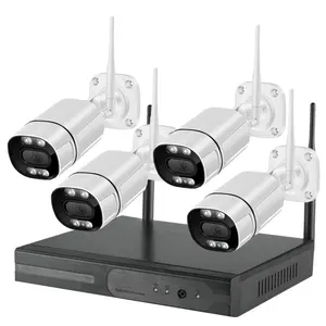 2 웨이 오디오 야외 방수 4CH 와이파이 NVR 5MP 3MP 카메라 무선 CCTV 시스템