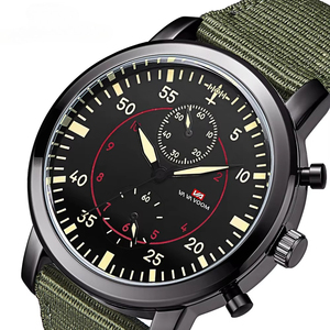 Reloj de Cuarzo Deportivo para Hombre, Diseño Moderno, Resistente al Agua, Correa de Nailon Verde, Subesferas Decorativas, para Uso Casual al Aire Libre, OEM ODM - Product Image 5